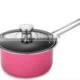 5pcs Pink Aluminum Non-stick Press Cookware Set Fry Egg Pizza Pan Stock Cooking Pasta Noodle Soup Pot Saucepan Cookware Set thumbnail-2