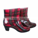 fashionable plaid pattern printed lovely specific design waterproof clear PVC rain boots