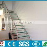 Indoor Hidden stringer wrought iron laminated glass stairs ,YUDI, YD-BF101