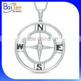 Custom 925 Sterling Silver Nautical Compass Pendant Necklace Pendant thumbnail-2