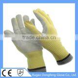 Hot Sale Anti Cut Seamless Knitted Aramid Cow Leather Coated Heat Resistant Work Gloves thumbnail-5
