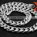 In Stock Best Quality Shiny Polished Silver Mens 15mm Wide Cuban Statement Necklace 316l Stainless Steel Curb Chain thumbnail-2