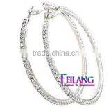 Diamond Earrings Double Round SIlver HOOP Earrings Double Chain thumbnail-1