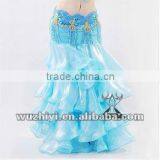 Sexy dance dress pleated long skirt, Turquoise Belly Dance skirt (QC1357)