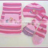 2016 Mens Acrylic Knitted Cap Scarf and Mitten