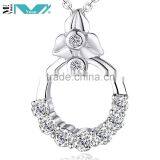 Newest 925 Sterling Silver Circle Pendant Jewelry Cubic Zircon Necklace thumbnail-1