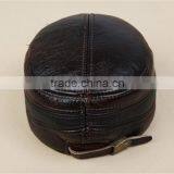 New Men's Real Cowhide Leather Vintage Sunbonnet Baseball Beret Cap Hunting Hat thumbnail-6