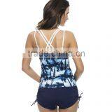 Spaghetti Strap Coconut Tree Digital Printing Sexy Women Bathing Suits Beach Tankini PW- SMR8074 thumbnail-6