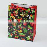 Printed spring flower design paper material gift bag with ribbon handle supplier and manufacture