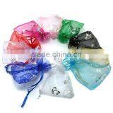 9*12cm In Stock Mixed Color Wholesale Printed Butterfly Organza Gift Bag