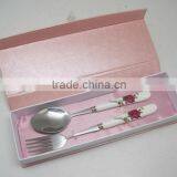2pcs Set Stainless Steel Cutlery With Ceramic Handle thumbnail-1