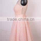 Sleeveless Cute Gril Pink Party Evening Dress Mesh Fabric With Beading 2016 Garment Factory thumbnail-2