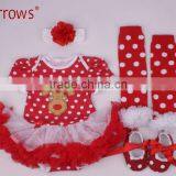 Wholesale 2016 Boutique Christmas Santa Baby Clothes Little Girl Cloth Infant Skirt Outfit Holiday Newborn Romper Sets thumbnail-3