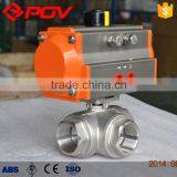 3 Way Thread L-port Double Acting Pneumatic Ball Valve 3/8'' thumbnail-5