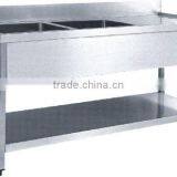 Double Sink Bench With Under Shelf Work Table With Sink Hotel Kitchen Sink thumbnail-1