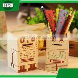 Multipurpose Wooden Cartoon Robot Piggy Bank Coin Penholder Storage Pen Container Case Box Holder thumbnail-3