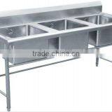 Stainless Steel Sink Table With Three Basin thumbnail-1