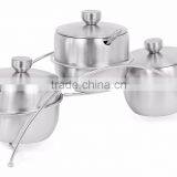 Stainless Steel Condiment Set Seasoning Containers With Stand and Spoons thumbnail-2