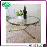 Clear Acrylic Round Coffee Table Living Room Center Tea Table Gold Metal Design thumbnail-1