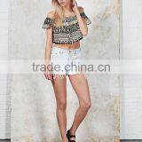 2016 Latest Safari off Shoulder Giraffe Aztec Sexy Crop Top HST8002 thumbnail-1