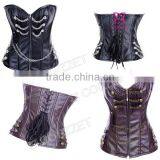 Leather Zipper Overbust Chain Girdle Classical Corset thumbnail-1