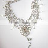 GOLD Tone Crystal PAYAL Anklets Pair With Toe Ring Barefoot Sandal thumbnail-6