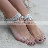 SILVER Tone Chain Bells GHUNGROO ANKLET PAYAL Foot Bracelet Pair thumbnail-1