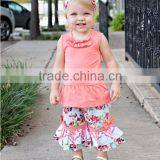 2017 Latest Ruffle Toddler Baby Children Clothes Summer Cotton Wholesale Tshirt Orange Boutique Clothing Baby Girls Top Design thumbnail-3