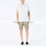 New Fashion Custom Button up Short Sleeve White Printed Shirts for Men thumbnail-5
