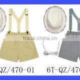 Summer Unisex Clothes Kids Panties Plain Color Linen Uniform Baby Braces Suit Shorts thumbnail-6