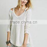 4233Runwaylover Hot Sale Ladies V-neck Shoulder Sweater thumbnail-2