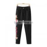 High Waist Jeans Embroidered Floral Sex Trousers Women Formal Shirt Trousers for Girls thumbnail-4