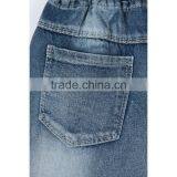 China Apparel Factory Elastic Ribbon Waistband Kids Printed Shorts Jeans With Hole thumbnail-4