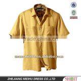 Mens Yellow Linen Short Sleeve Casual Shirt thumbnail-1
