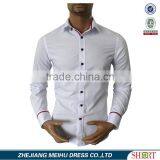 2017 Men's White Dress Formal Shirts With Contrast Color on Collar and Cuff thumbnail-2