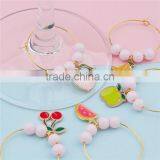 Glass Hoop Earrings Gold Plated At Random Enamel Fruit Wine Glass Wedding Charms thumbnail-3