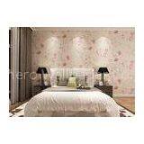 Eco - friendly Light Pink Country Floral Wallpaper , Bedding Room Vinyl Wall Coverings