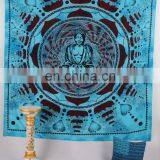 Psychedelic Indian Ombre Mandala Buddha Quee Size Cotton Handmade Boho Wall Hanging, Tapestry, Decorative Ethnic Bedspread Throw thumbnail-1