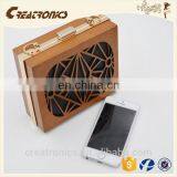 CR Factory OEM Acceptable Engraving Patterns Hollowed-out Design Metal Frame Long Chain Rectangled Shaped Wooden Box Clutch Bag thumbnail-2