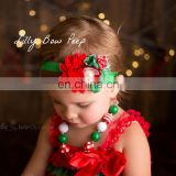 Christmas decorations Rose chiffon flower elastic baby kids hair band Children hair accessories