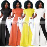 2020 Women Sexy Bodycon High Split Zipper Solid Color Sexy Dress thumbnail-1