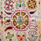 Hippie Uzbek Suzani Embriodery Tapestry Psychedelic Suzani Blanket Vintage Table Cover thumbnail-2