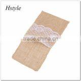 Hessian Burlap Lace Bags Wedding Cutlery Holder Pouch Table Decoration SPT128 thumbnail-6