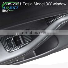 14pcs for tesla model 3 Car window lifter door switch Matte Black carbon fiber model Y stock decorate car accessories patches
