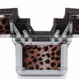 Custom Travel Cosmetic Organizer Makeup Artist Train Case,leather Aluminum Makeup Train Case,leopard Aluminum Nail Makeup Case thumbnail-2