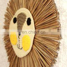 Hot Sale New Arrival Lion Customized Rustic Seagrass Wall Hanging Decoration Straw Rustic Art Decor Cheap Wholesale thumbnail-4