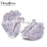 Unique New Look Cubic Zirconia Micro Pave Setting Silver Pins Stud Earrings with Clips