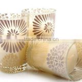 decal flower paper candle glass in black and gold egg glass candle holder