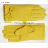 High Quality Girls in Fashion Suede Navy Blue Leather Gloves With Bow thumbnail-2