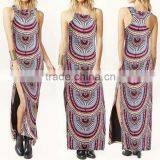 Sleeveless Print Exotic Dress With Slit Design thumbnail-2